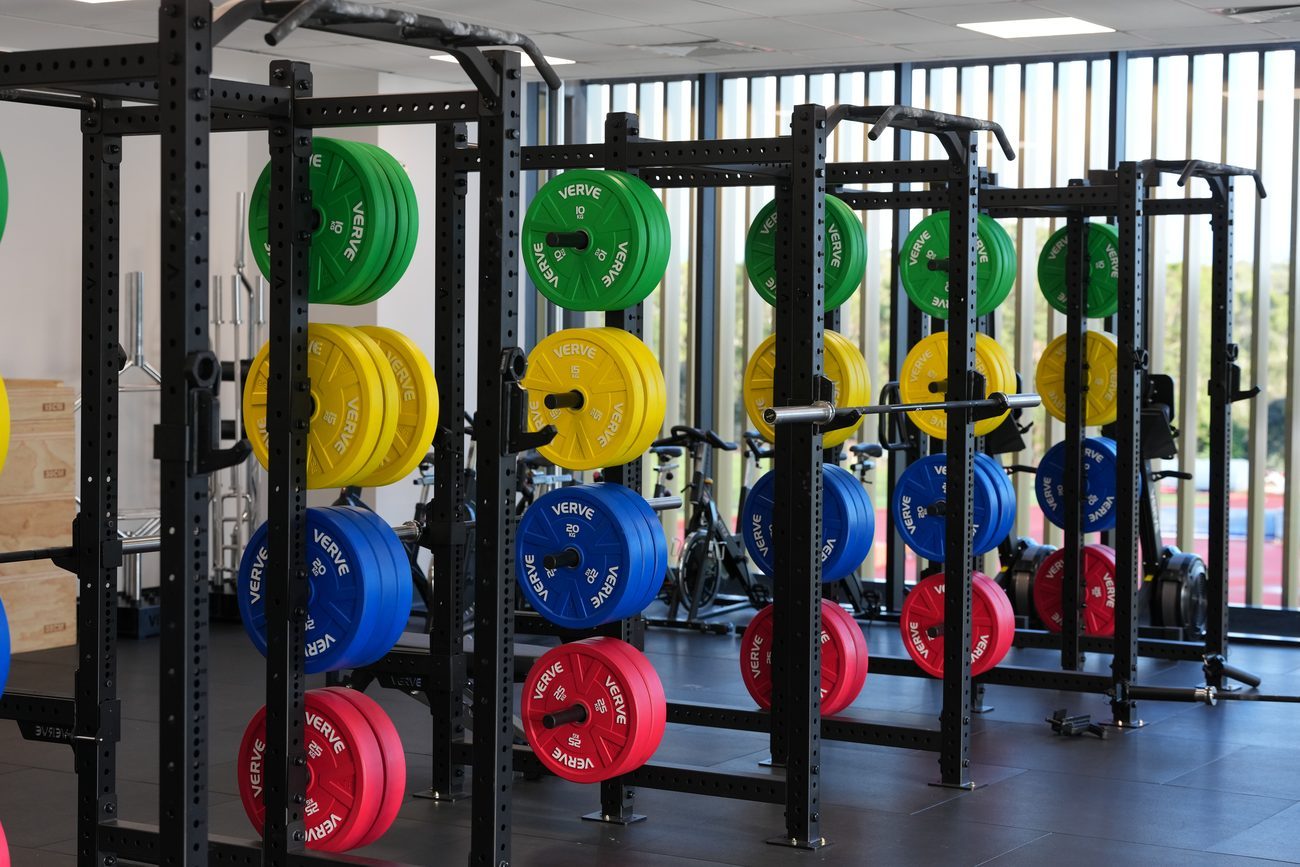 The colour-coded VERVE plate rigs along the Griffith strength wall.